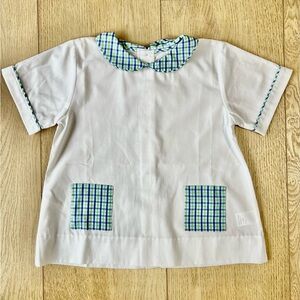 Alice Kathleen Peter Pan Shirt with Gingham Collar and Piping